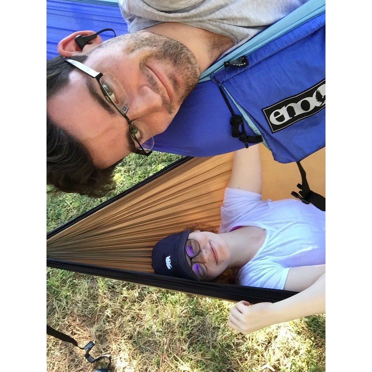 College kids in hammocks