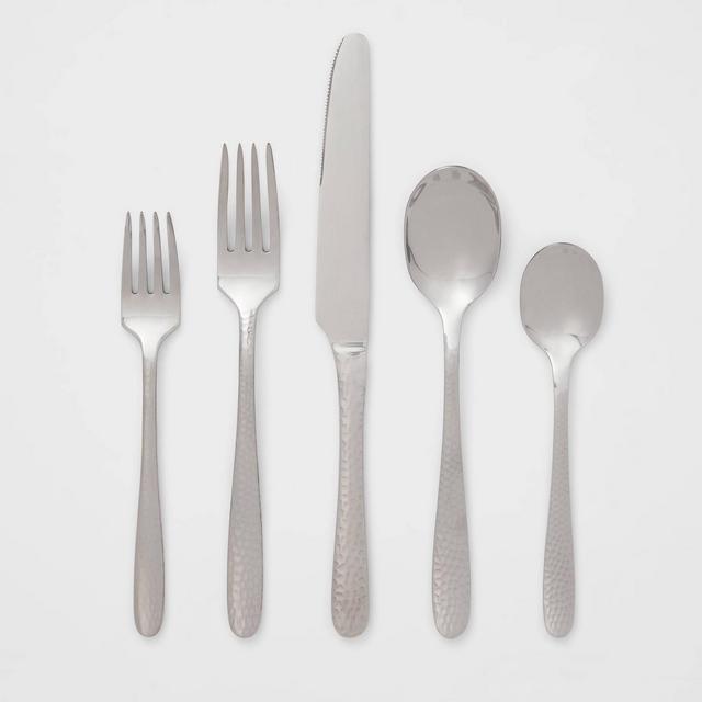 20pc Stainless Steel Textured Handle Silverware Set - Threshold™