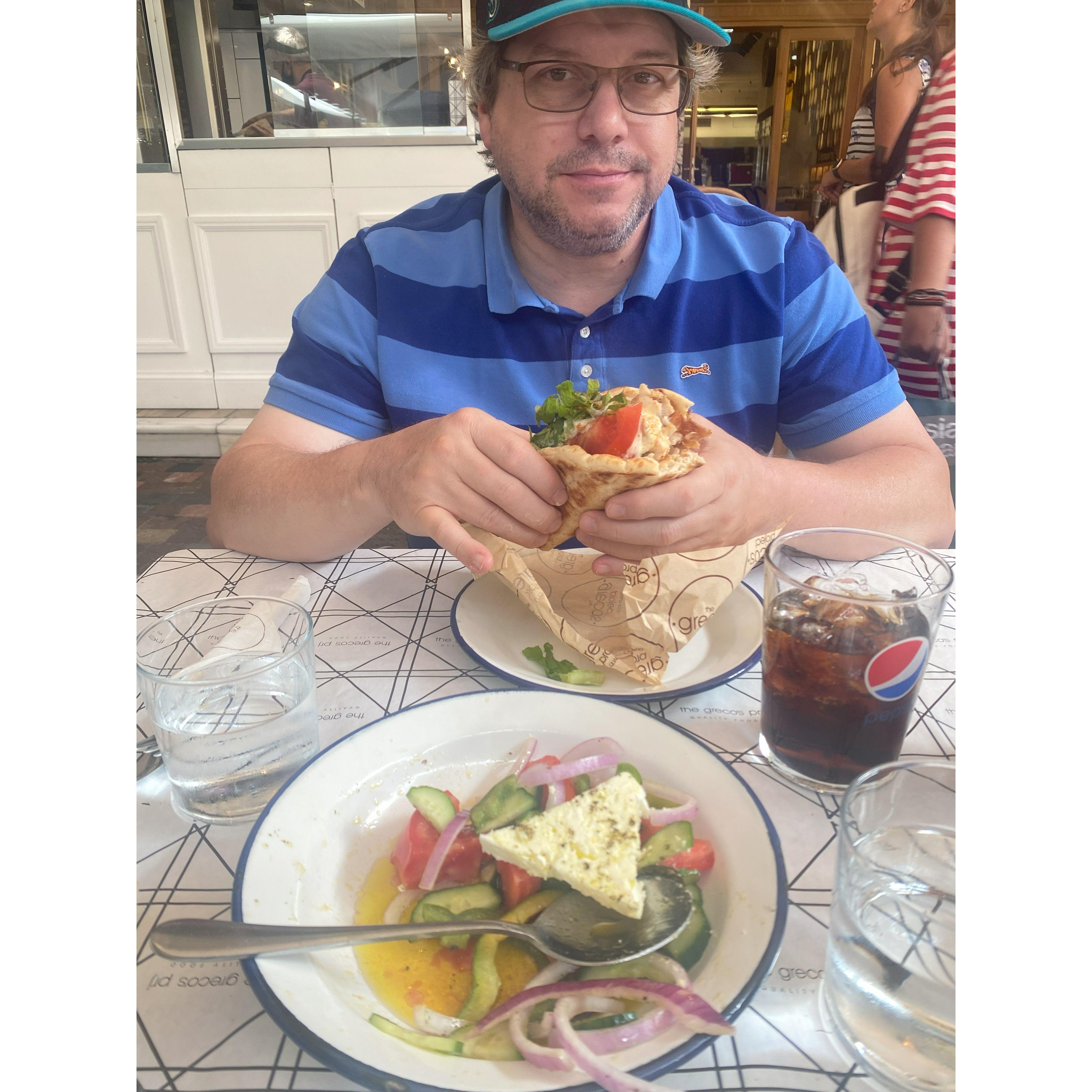 Gyro and a Greek Salad in Athens - Americanized Greek food does no justice.