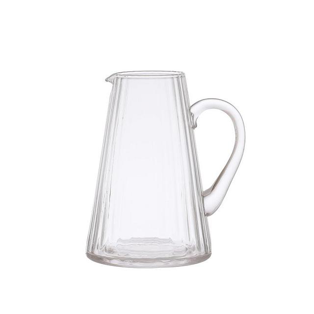 Bloomingville 8.25 Inches 60-Ounce Ribbed Glass, Clear Pitcher