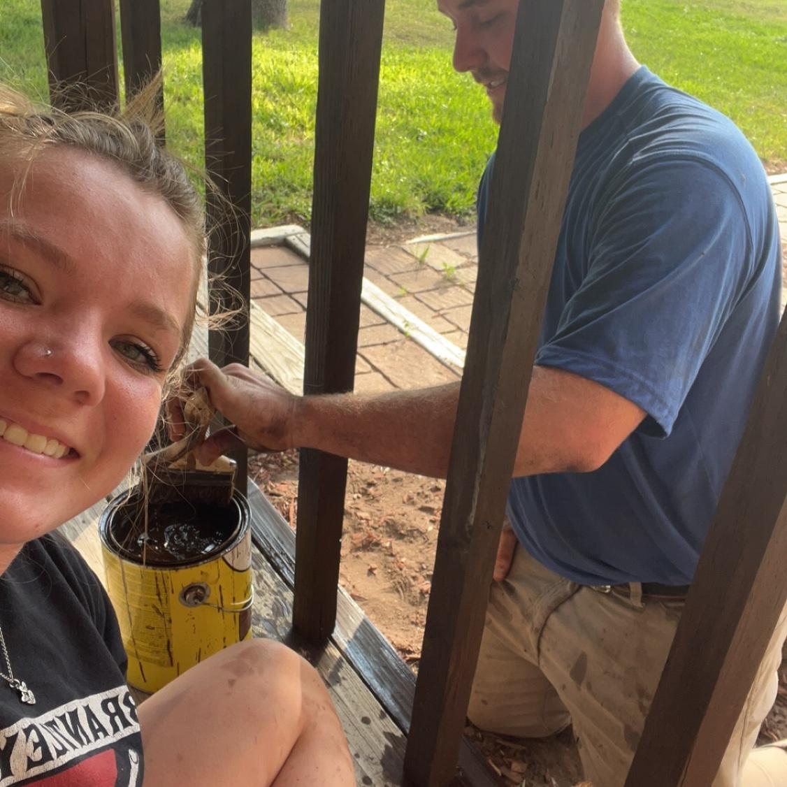 Staining our porch!