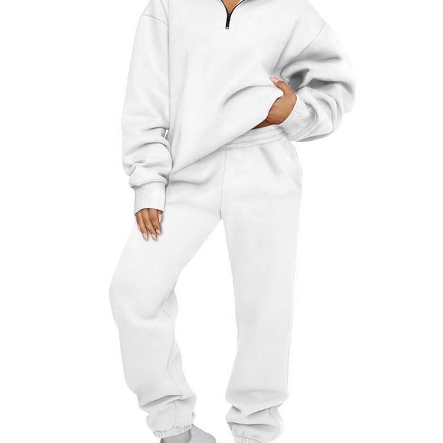 AUTOMET Women's Sweatsuits 2 Piece Outfits Long Sleeve Half Zip Pullover and Baggy Sweatpants with Pockets