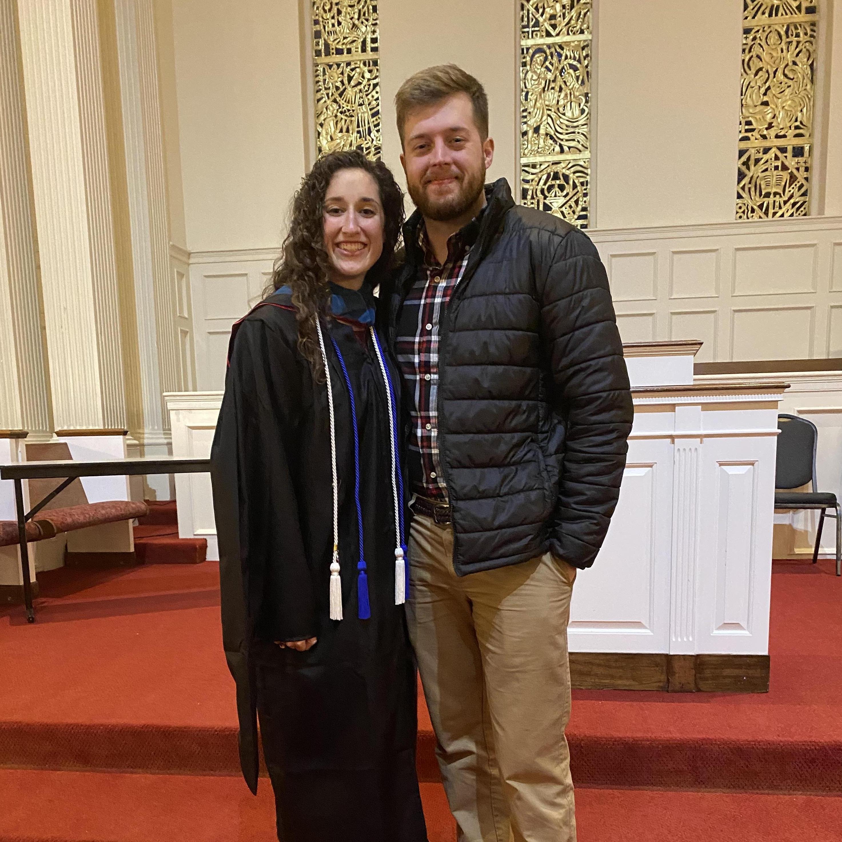 Zach came to support Megan at her Master's degree hooding ceremony at Gardner-Webb University (12/2019)