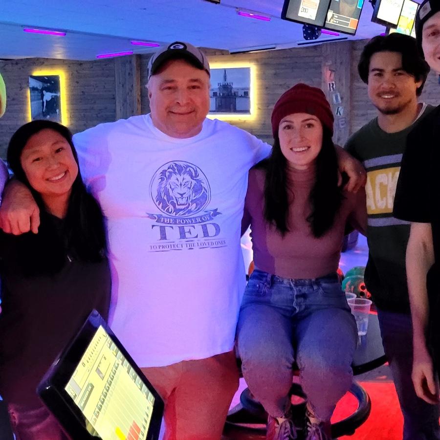 bowling with the family!! the quintessential wisconsin family bonding time :) sissy kayla, Ted (ambers dad), and little brother gagey!