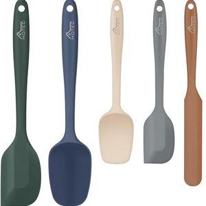 HOTEC Heat Resistant 600℉ BPA-Free Silicone Rubber Spatula Set for Baking, Cooking, and Mixing Non Stick Dishwasher Safe, Neutral Set of 5