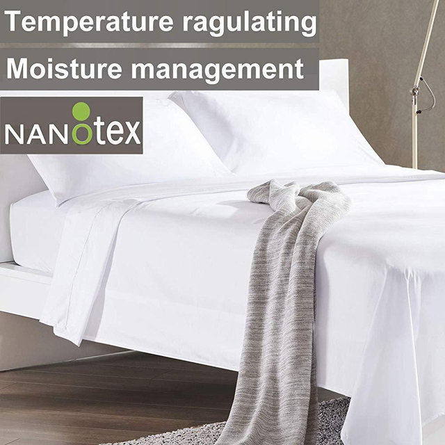 SLEEP ZONE Bed Sheet Sets Temperature Regulation Soft Wrinkle Free Fade Resistant Easy Sheets 4 PC, White,Queen