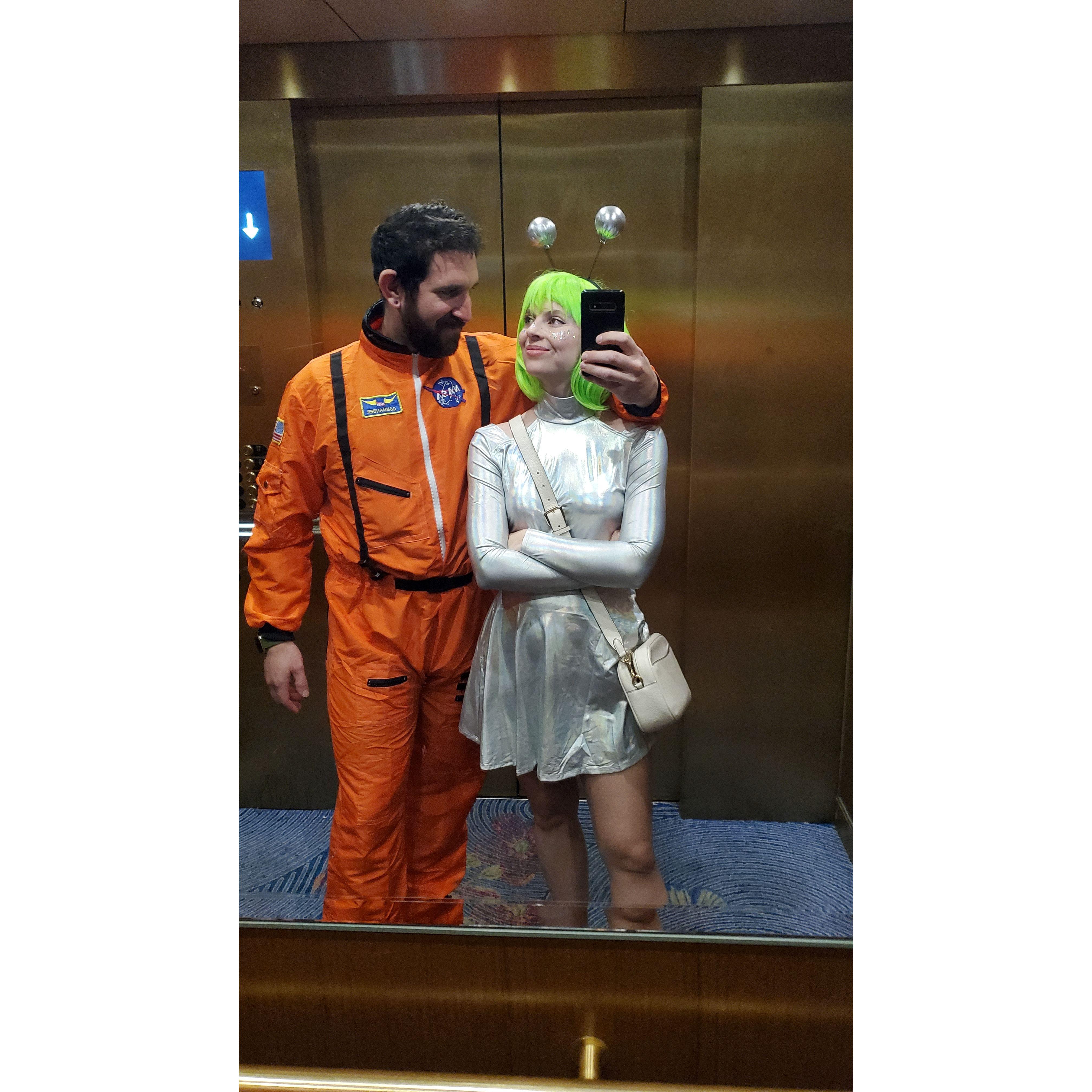 For Halloween 2023 we went to Meow Wolf in Vegas and found a alien and an astronaut.