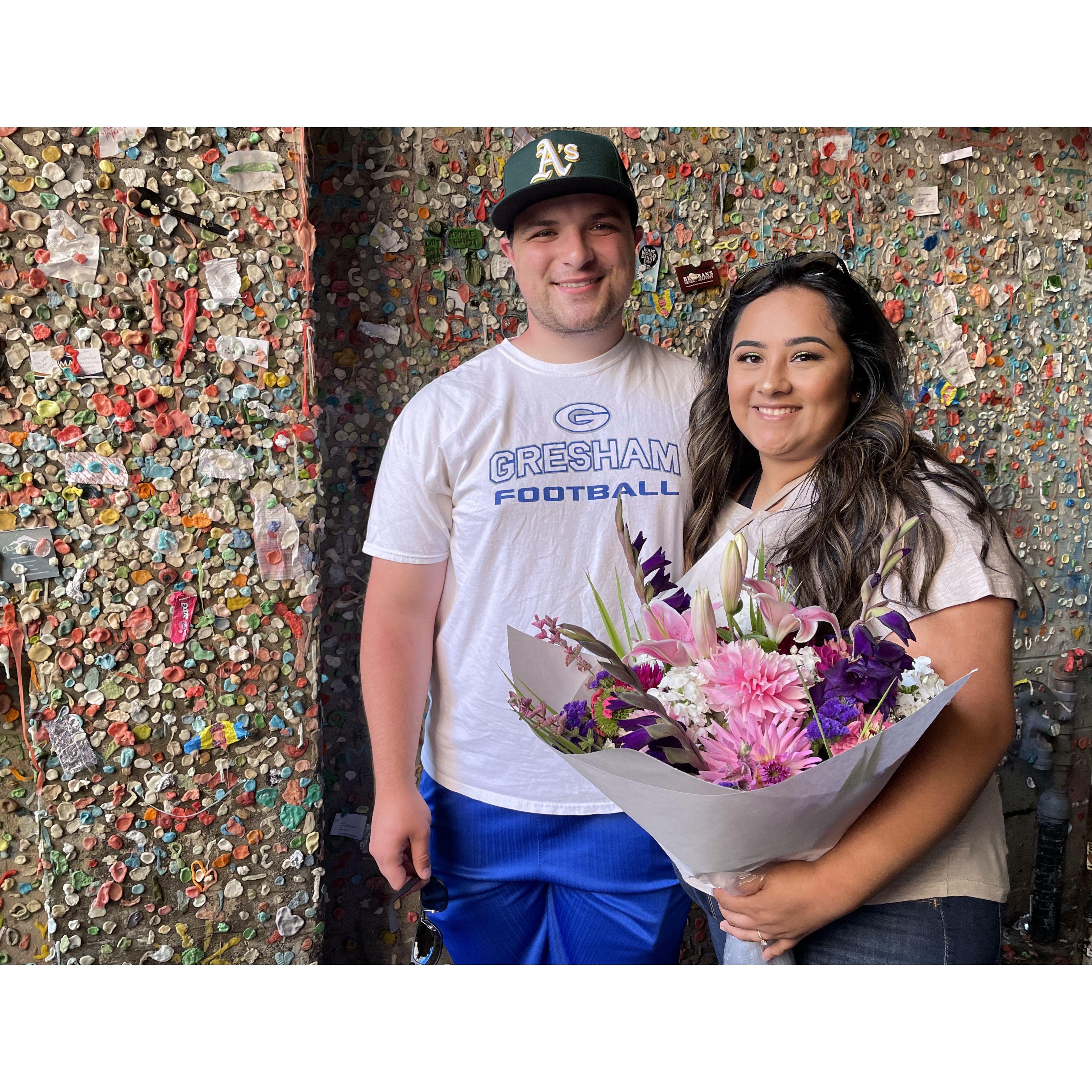 We just had to get a picture with the infamous Gum wall!
