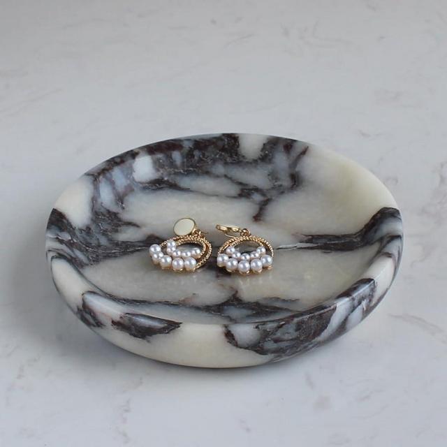 Nawgnail Calacatta Viola Marble Jewelry Dish 5.5", Trinket Dish for Ring Earring, Gift for Woman Daugther