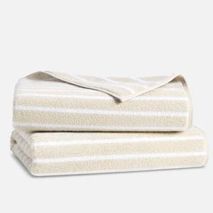 Super-Plush Turkish Cotton Bath Sheets, Striped Stone, Set of 2