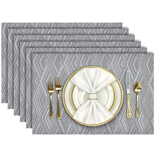 Aofmee Placemats, Placemats for Dining Table Set of 6, Heat Resistant Place Mats, Washable PVC Table Mats, Woven Vinyl Placemats, Non-Slip Stain Resistant Kitchen Table Placemats, Easy to Clean