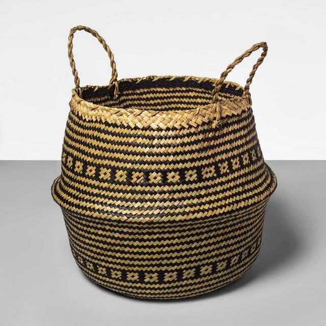 Palm Leaf Round Decorative Baskets Black - Opalhouse™