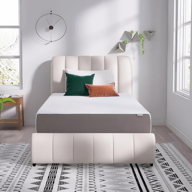 Amazon Basics Memory Foam Mattress, Medium Firm, Breathable, 12 Inch, Full, White/Grey