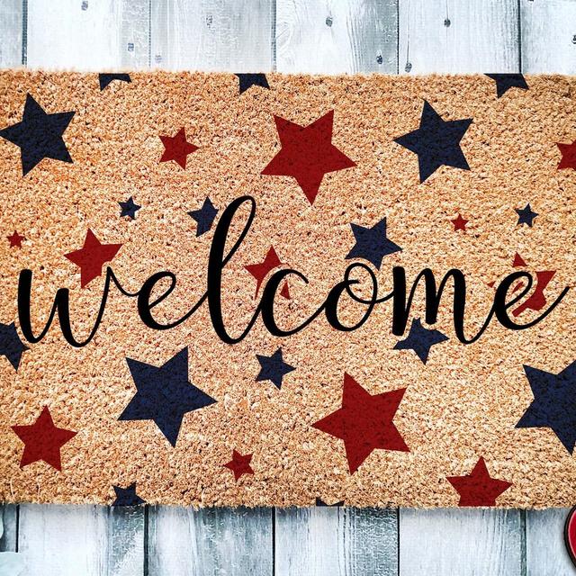 Star Spangled Welcome Door Mat | Patriotic Door Mat | Independence Day | Housewarming Gift | Closing Gift | Welcome Doormat | American Stars