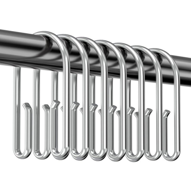 Chrome Shower Curtain Hooks Rings，Double Sided Shower Curtain Hooks Rust Proof，12 pcs Shower Hooks for Inside Shower，Smooth Sliding Anti-Drop Double Shower Rings for Curtain (Chrome)