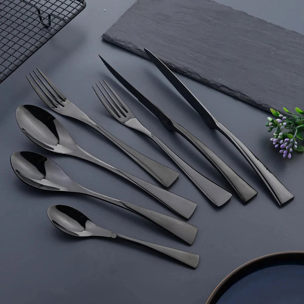 Jet Black Cutlery Set (84 piece)