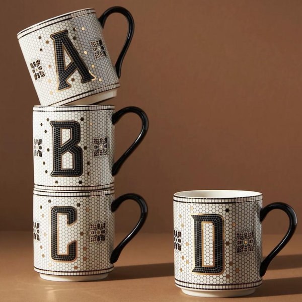 The Bistro Tile Stoneware Mug: Monogram Edition