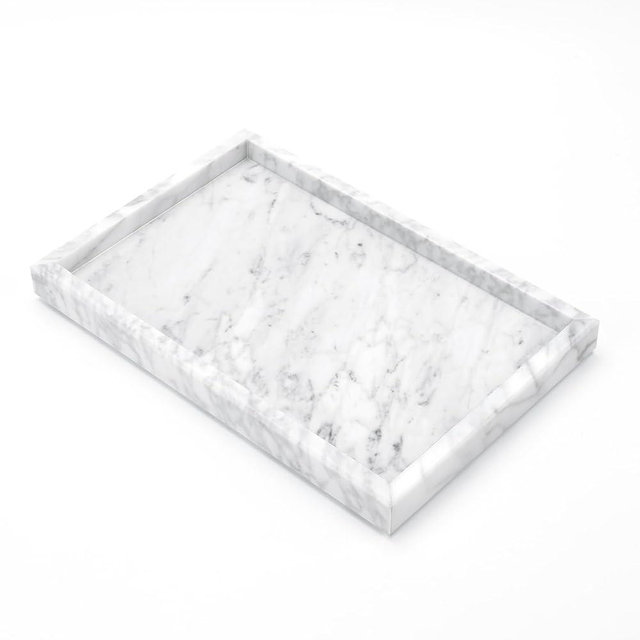 Yew & Tulip Natural Carrara White Marble Vanity Tray, Natural White Marble Serving Tray for Bathroom, Kitchen, Vanity, Home Decor, Wedding etc. (12" x 8" x 1.2")