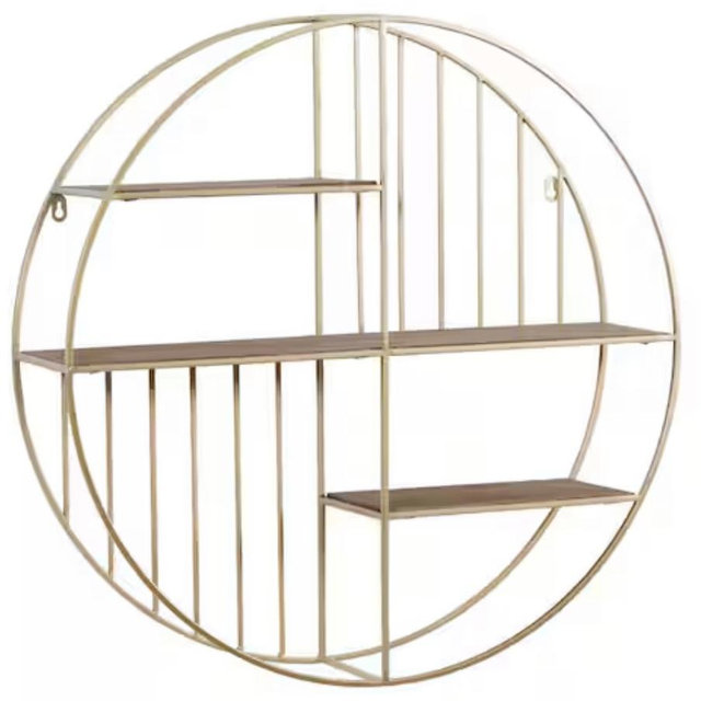 Litton Lane 71 in. x 20 in. White Metal Contemporary Wall Shelf 92141