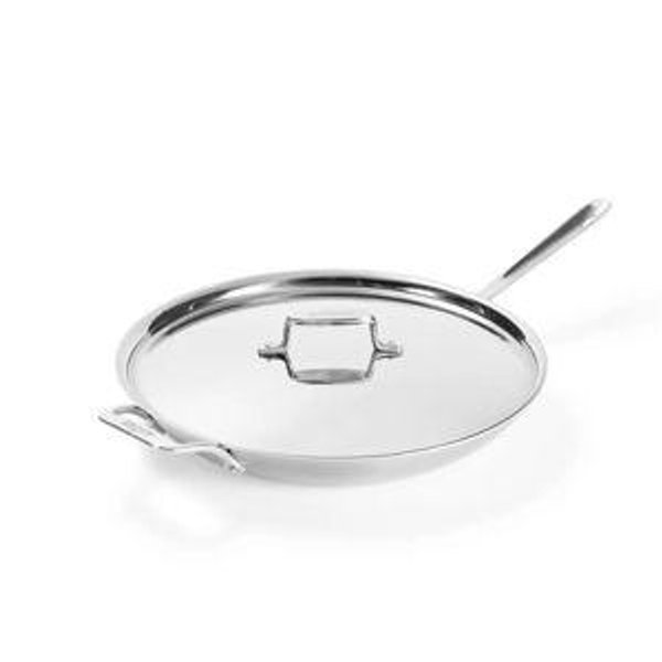 D5 Stainless Brushed 5-ply Bonded Cookware; Fry Pan with Lid; 14 inch