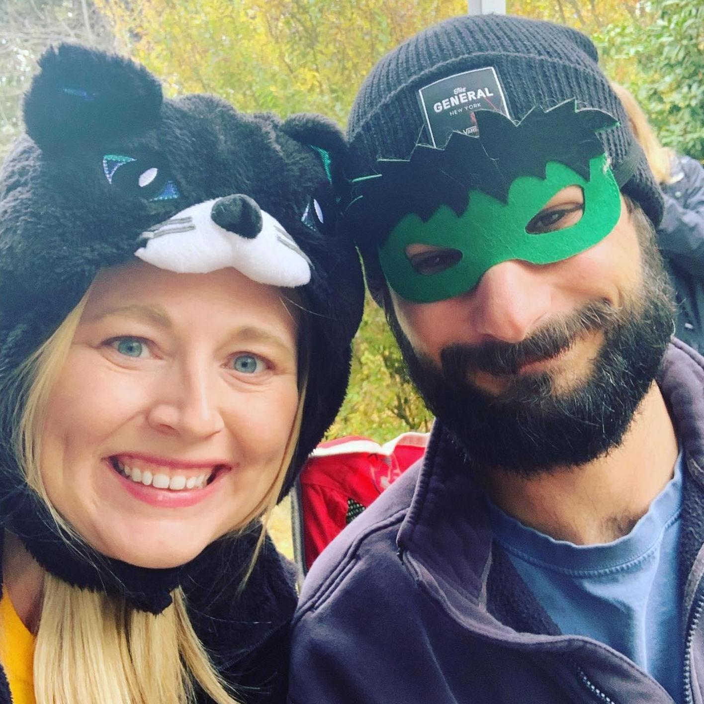 Enjoying Halloween together.