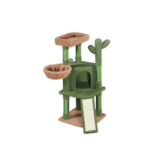 Yaheetech Cactus Cat Tree Cat Tower, with Platform, Condo, Basket, Scratching Posts, Board & Hanging Ball