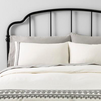 Full/Queen Duvet Cover Set Embroidered Gray - Hearth & Hand™ with Magnolia