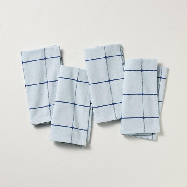 4pk Cloth Napkin Blue Gingham - Hearth & Hand™ with Magnolia