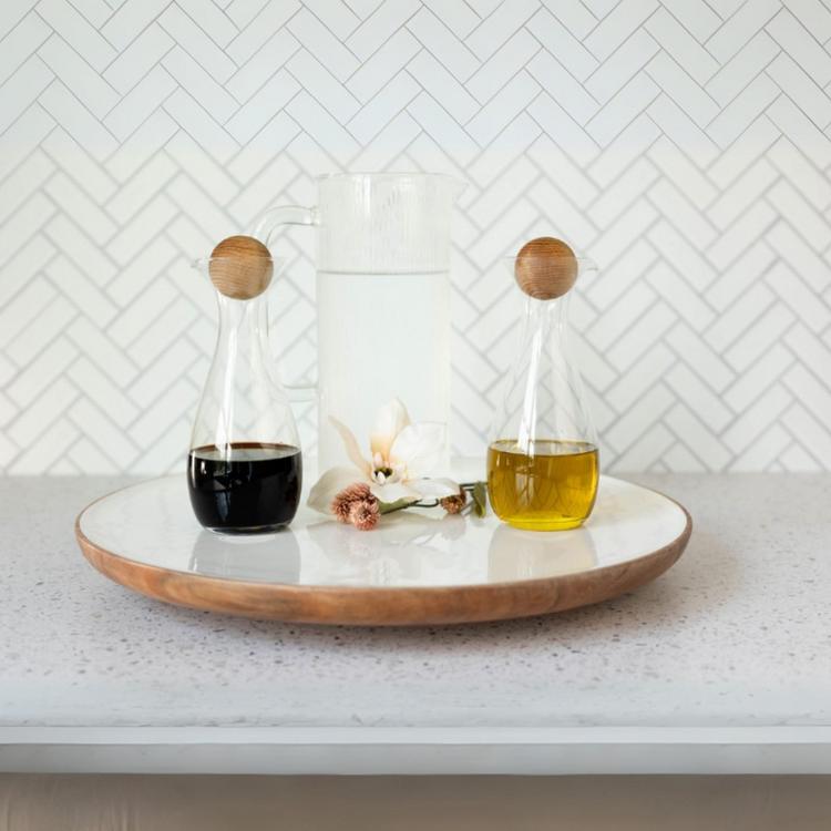 Jeanne Fitz, Wood & White Lazy Susan | Zola