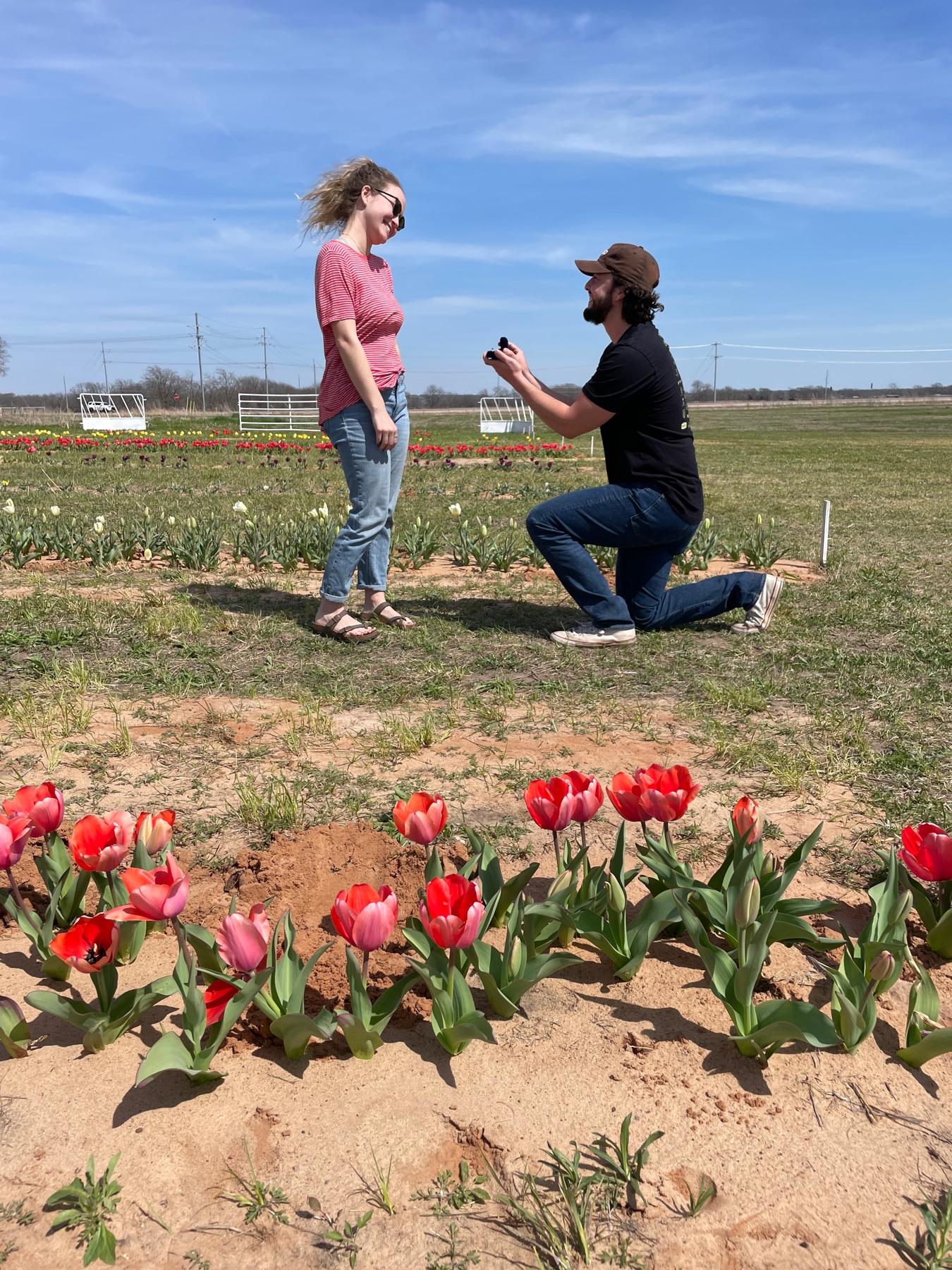 The owners of Tucker's Tulips were so excited we got engaged there, they wouldn't let us pay for our flowers, and then took staged photos of the proposal! It was so sweet! We can't wait to go back!