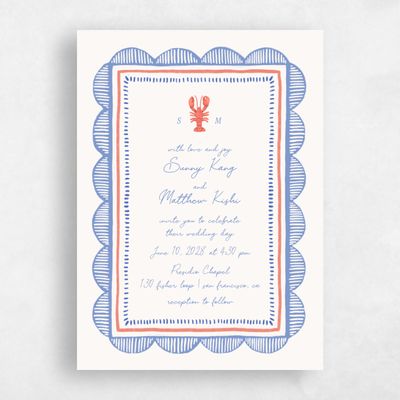 Beige Nautical Wedding Invitation - Costa Portrait