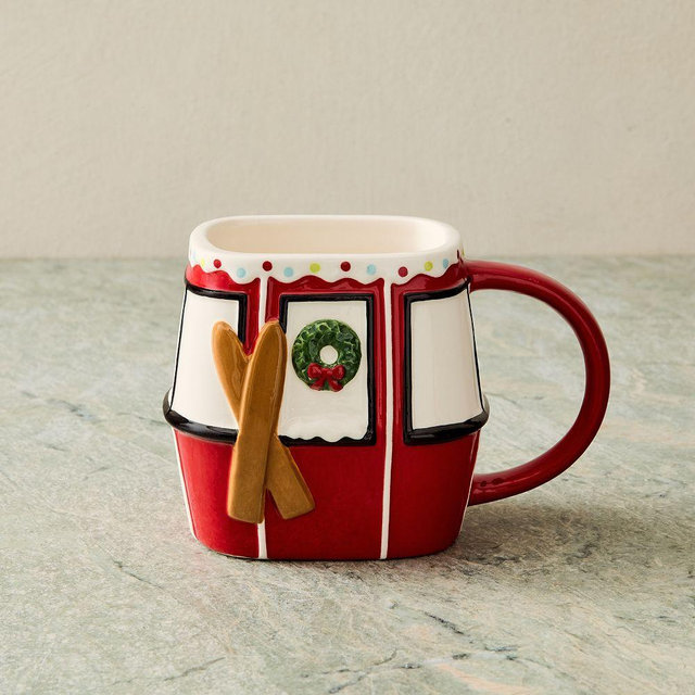 Skier Figural Mug, Gondola, Red, Each