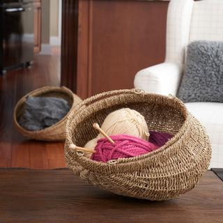 Handwoven Seagrass 2-Piece Decorative Basket