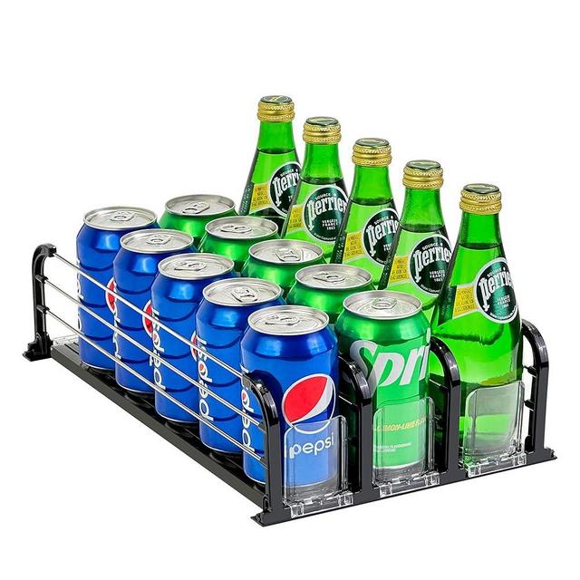 Yedyoi Drink Organizer for Fridge, Refrigerator Drink Organizer with Self-Pushing Glide (3 Rows)