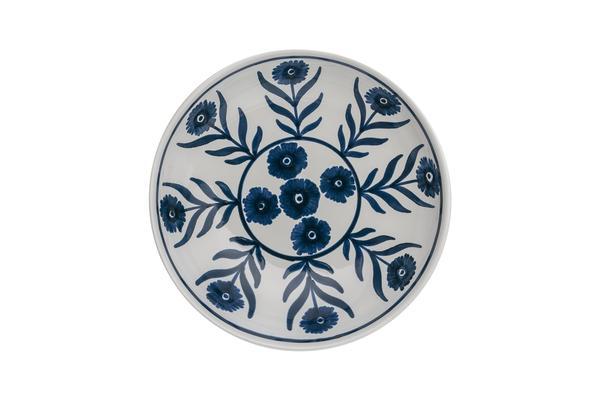 Blue Summer Flower Ceramic Shallow Bowl