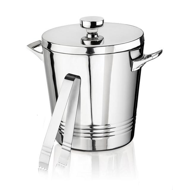 Signature Collection by Godinger Double Wall Stainless Steel Ice Bucket with Tong