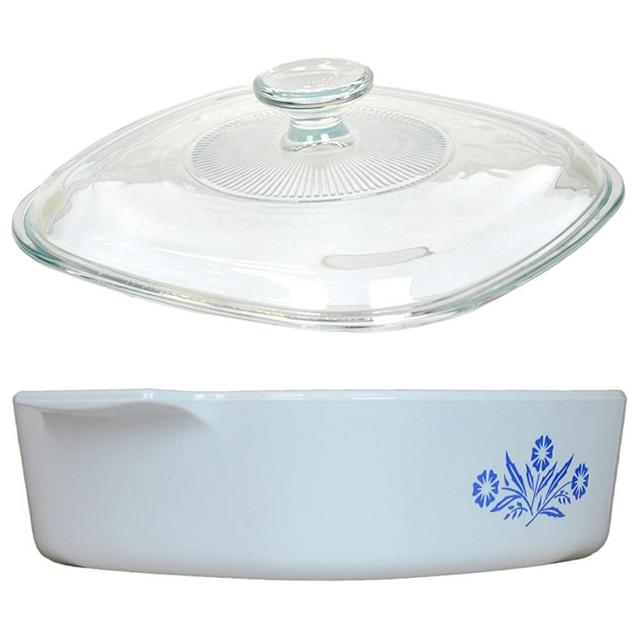 CorningWare (1) A-2-B Cornflower Blue Pyroceram Casserole Dish & (1) A9C Glass Lid