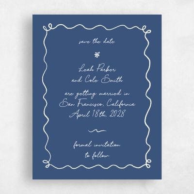 Dark Cobalt, Blue Wedding Save the Date - Nesso Portrait