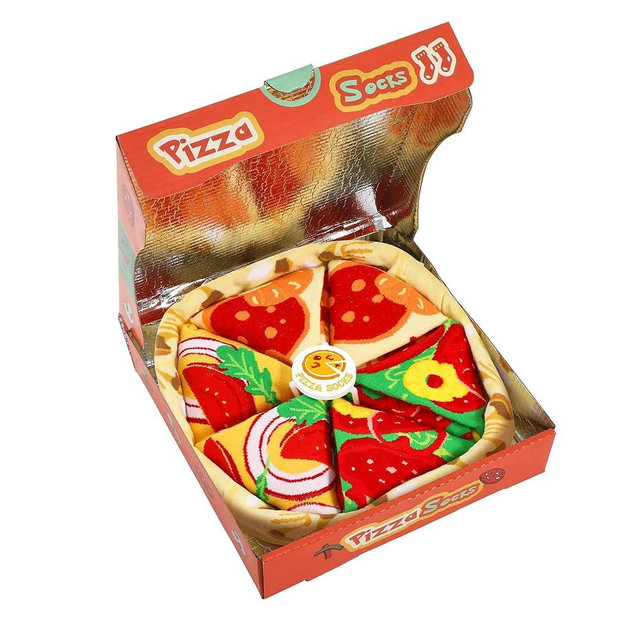 AGRIMONY Funny Pizza Socks Box for Men Dad Women Teen Boys - Pizza Lovers Gifts Novelty Food Silly Socks-Easter Fathers Valentines Birthday Gifts Ideas Christmas Stocking Stuffers(Red,4 Pairs,M~L)