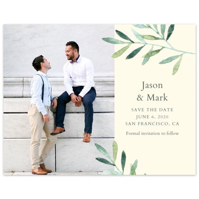 Cream, Yellow Wedding Digital Save the Date - Eastwick Vines