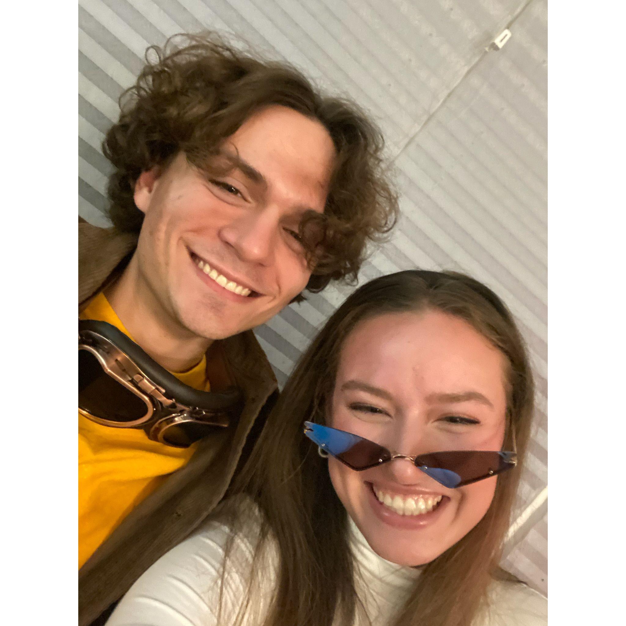 Our 2nd Halloween together, because we were not successful with a matching outfit the first one. Meet Wall-E and Eve!