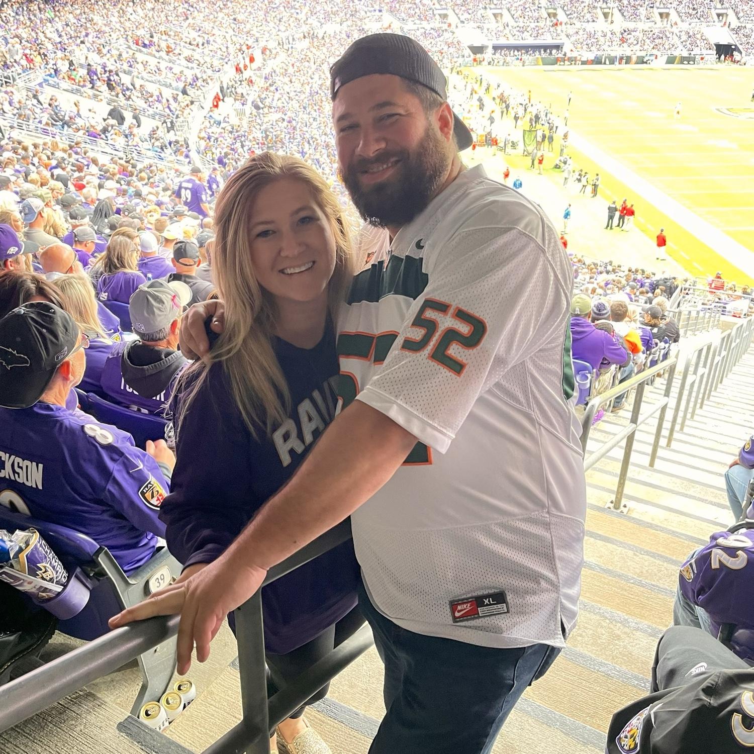 Raven's game! Brian was determined to make sure Jenn became a Raven's fan also!