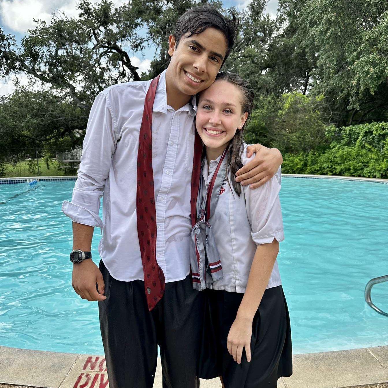 May 27th, 2023; This photo was taken on our last day of senior year. Our class had a tradition where the senior class jumped into a nearby pool.