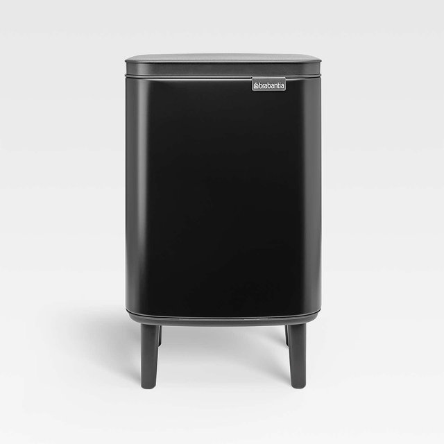 Brabantia Bo 7-Liter Black Metal Trash Can