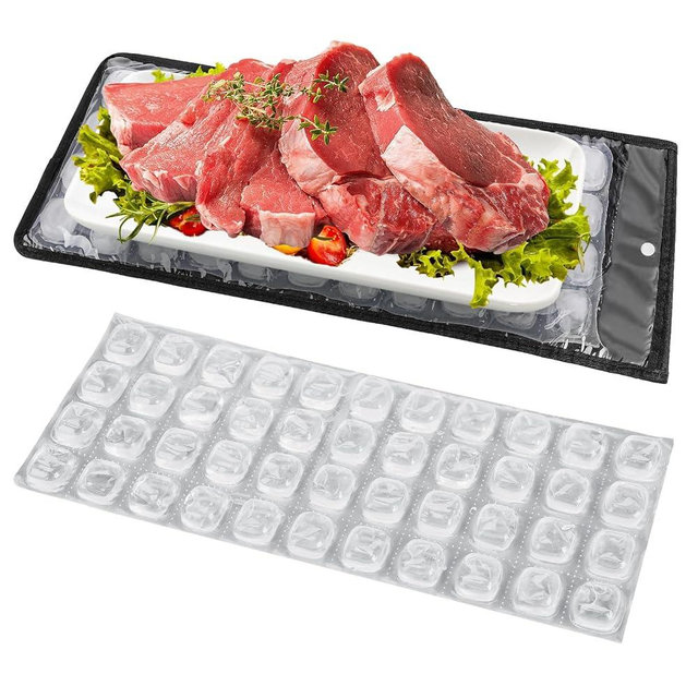 2 Pcs Reusable Cooling Sheet for Keeping Food Fresh Outside Party - Flexible Ice Packs Blankets Keep Meat Cold, Replacement Freezer Mat Chiller for Camping Coolers