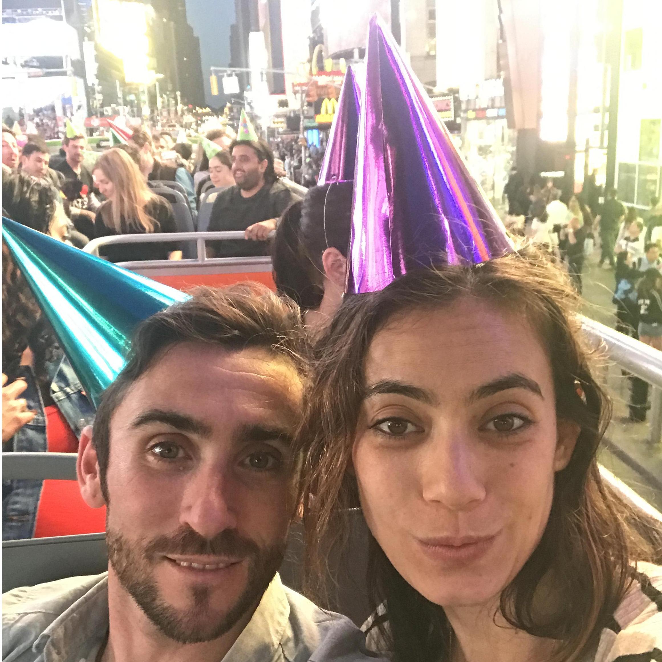 We were on one of those NYC tour buses celebrating Sam's bday!