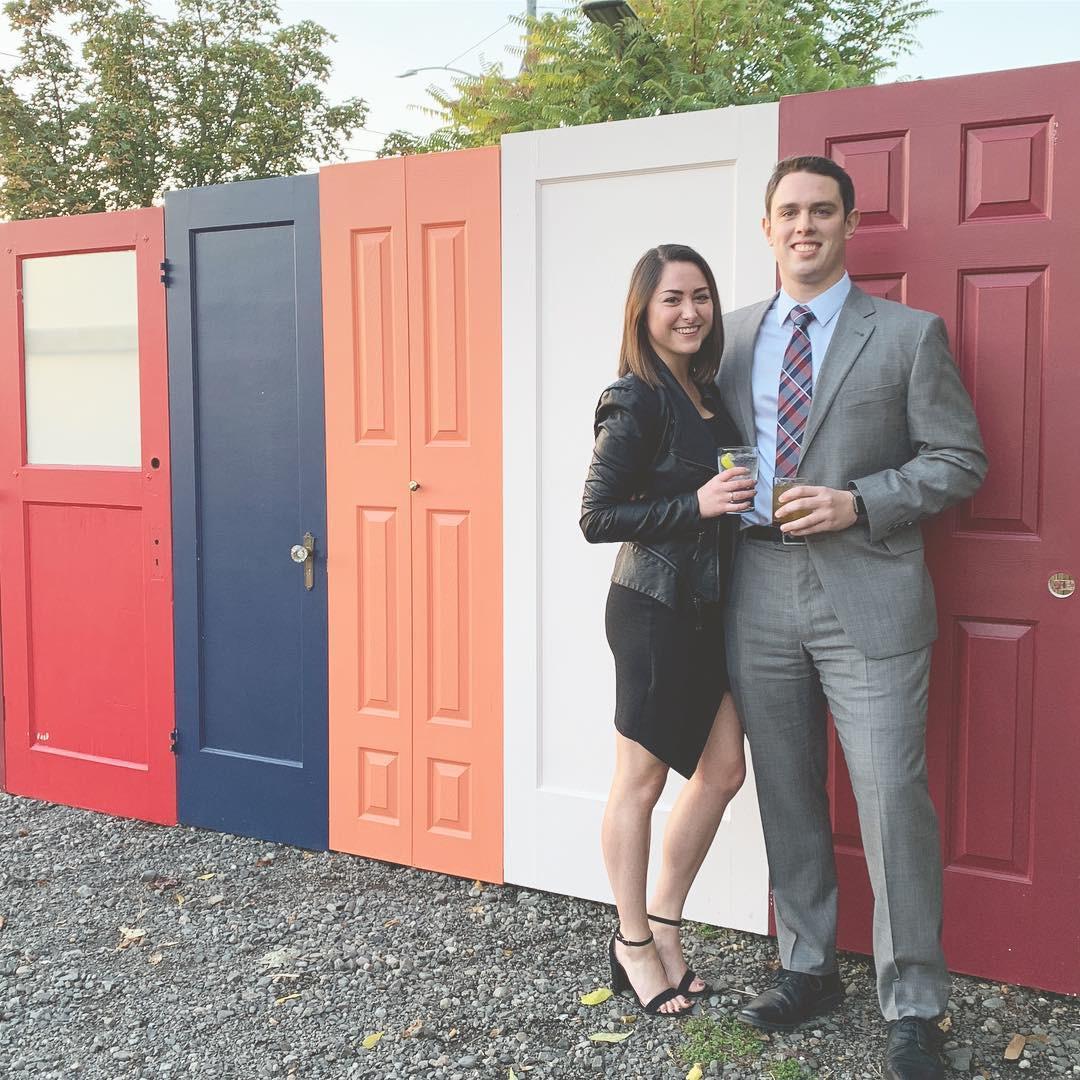 Oct 2018: Celebrating the a-door-able couple, Steph and Chris in Portland, OR.
