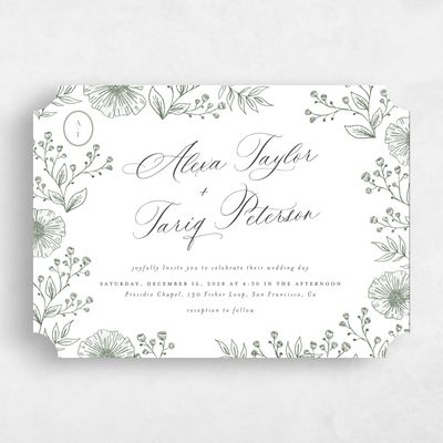 White Ticket Wedding Invitation - Gavina Landscape