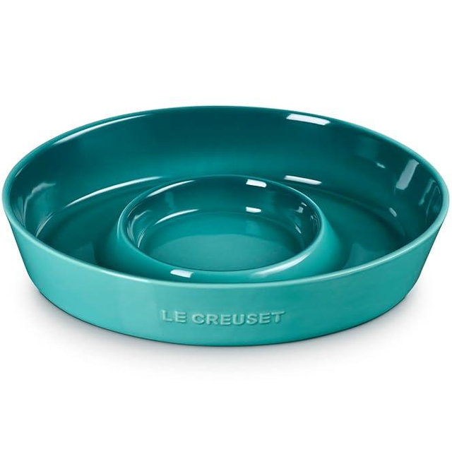 Le Creuset Stoneware Signature Oval Chip and Dip Platter, 13", Riviera