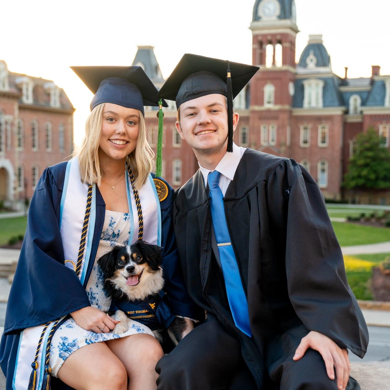 Grad photos in front of Woodburn